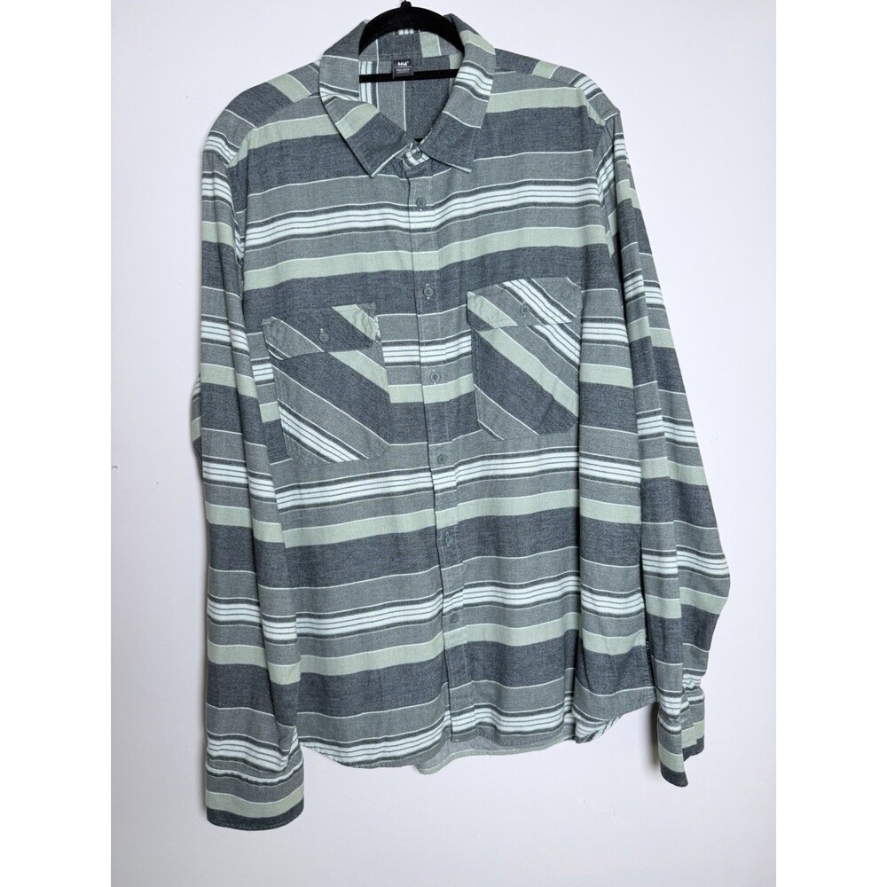 Helly Hansen Lokka Men's Organic Cotton Flannel Shirt Long Sleeve Striped Green